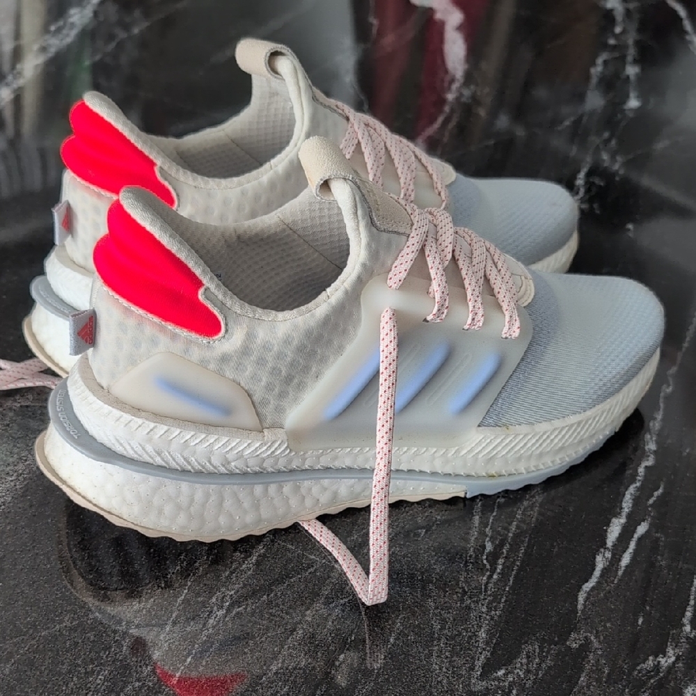 Stylish Women's Sneakers in White and Orange Adidas Boost